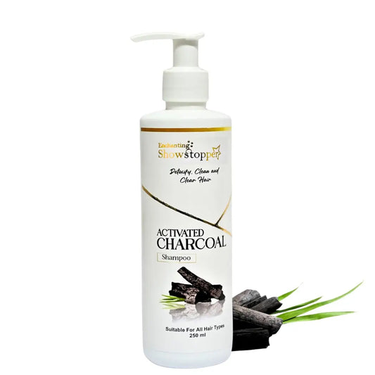 SHOWSTPPER ACtivated Charcoal Shampoo for Deep Scalp Cleansing, Detox & Oil Control | Sulphate-Free Clarifying Shampoo for Oily Scalp & Dandruff Care | 250ml for Men & Women