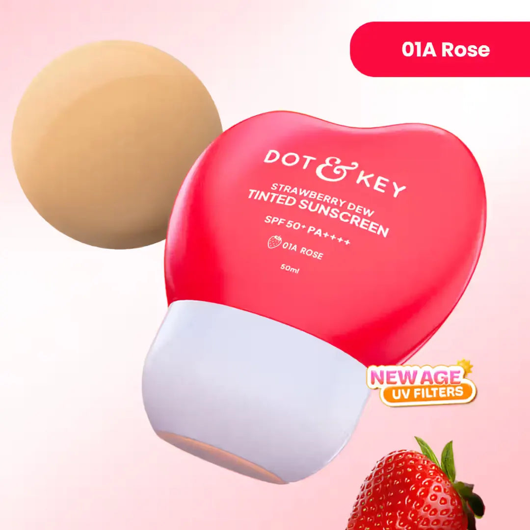 Dot & Key Strawberry Dew Tinted Sunscreen SPF 50++++ 01 Porecelain In Vivo Tested Sunscreen for Daily Wear, Brightens & Protects Skin - 50 ml