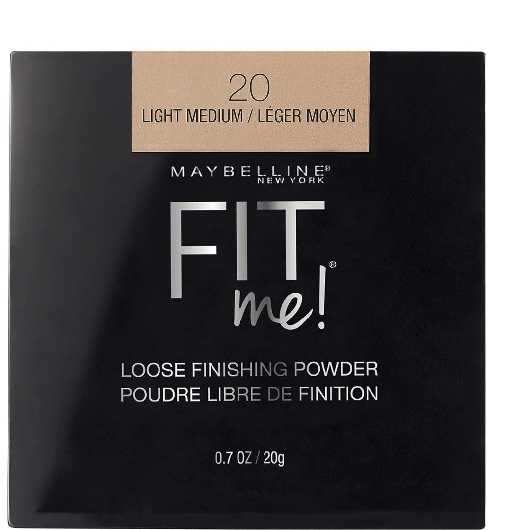 Maybelline New York Fit Me Loose Finish Powder, Silky and Lightweight, Natural-looking skin, Quick blendable skin-friendly flawless makeup Loose Powder - 20 Light Medium|20 grams