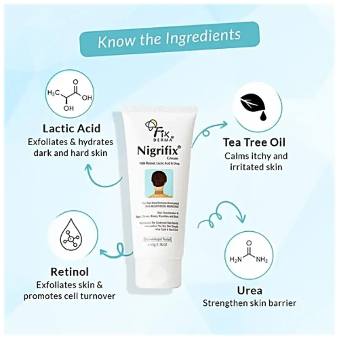 Fixderma Nigrifix Cream - Exfoliates Skin, Treats Dark Patches On Underarms, Neck, Elbows, 50 g