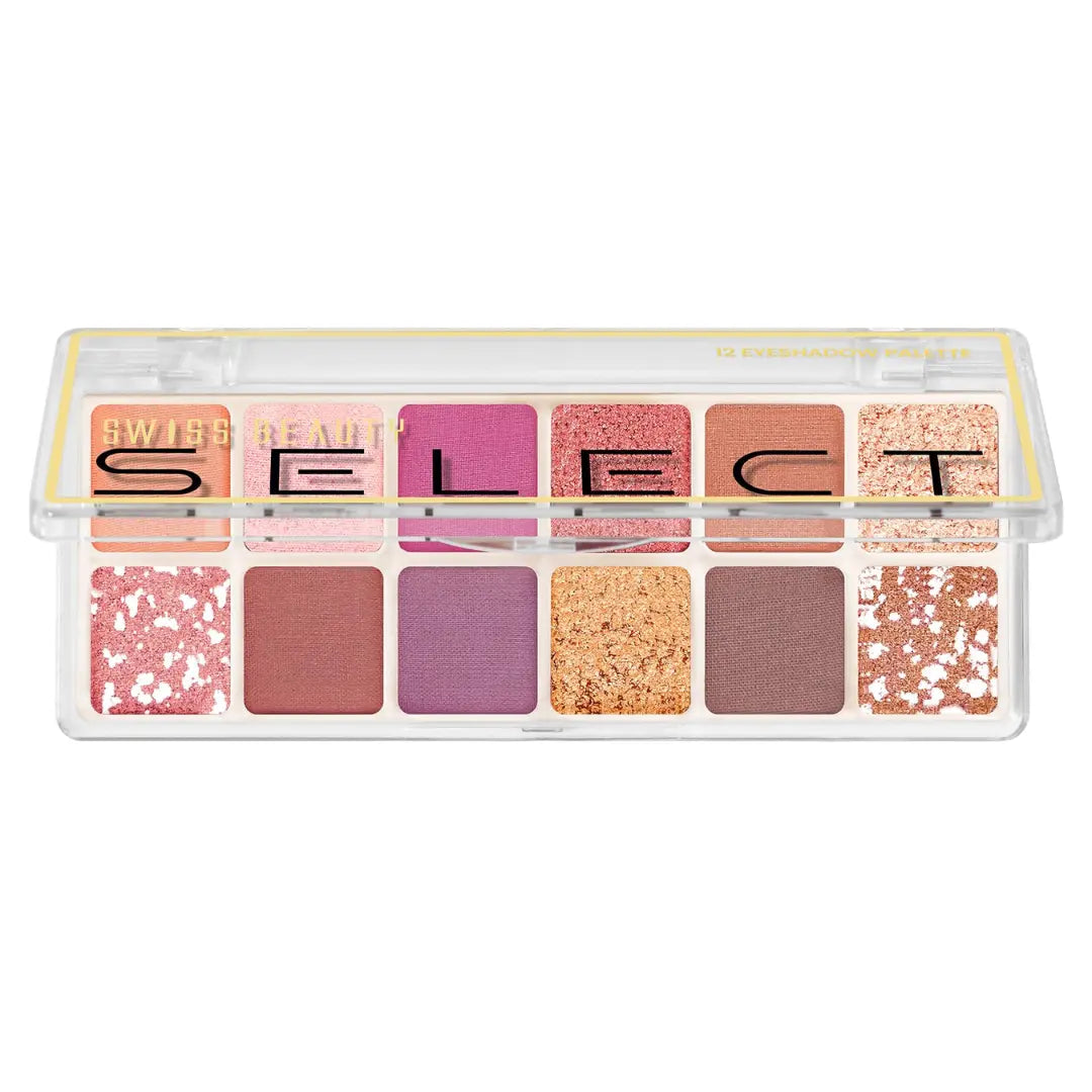 Swiss Beauty Select 12 shades Eyeshadow Palette | Mattes + Shimmers + Metallics | Shade - Fast Nights, 10gm |