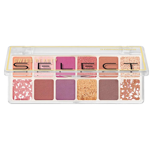 Swiss Beauty Select 12 shades Eyeshadow Palette | Mattes + Shimmers + Metallics | Shade - Fast Nights, 10gm |