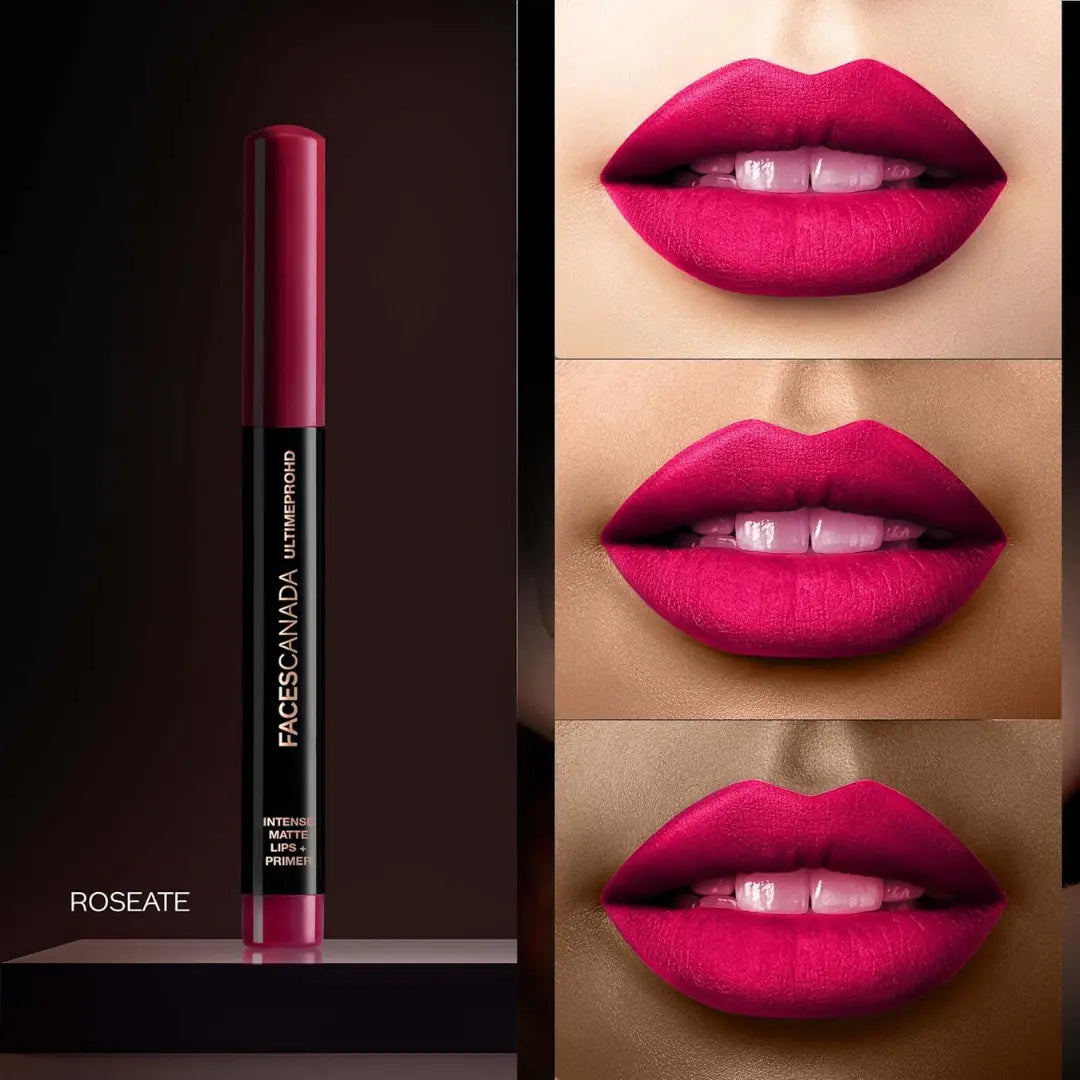 FACES CANADA Ultime Pro HD Intense Matte Lips + Primer | 9HR Long Stay | Primer Infused For Flawless HD Matte Finish | Intense Color Lightweight Silky Smooth Cream Application
