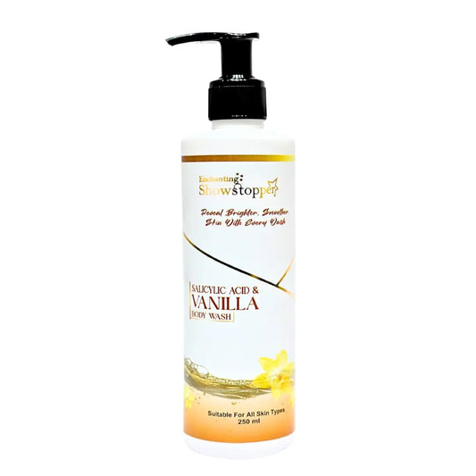 Enchanting Showstopper Salicylic Acid & Vanilla Body Wash for Men & Women | Gentle Exfoliating Body Cleanser for Acne-Prone Skin, Deep Pore.