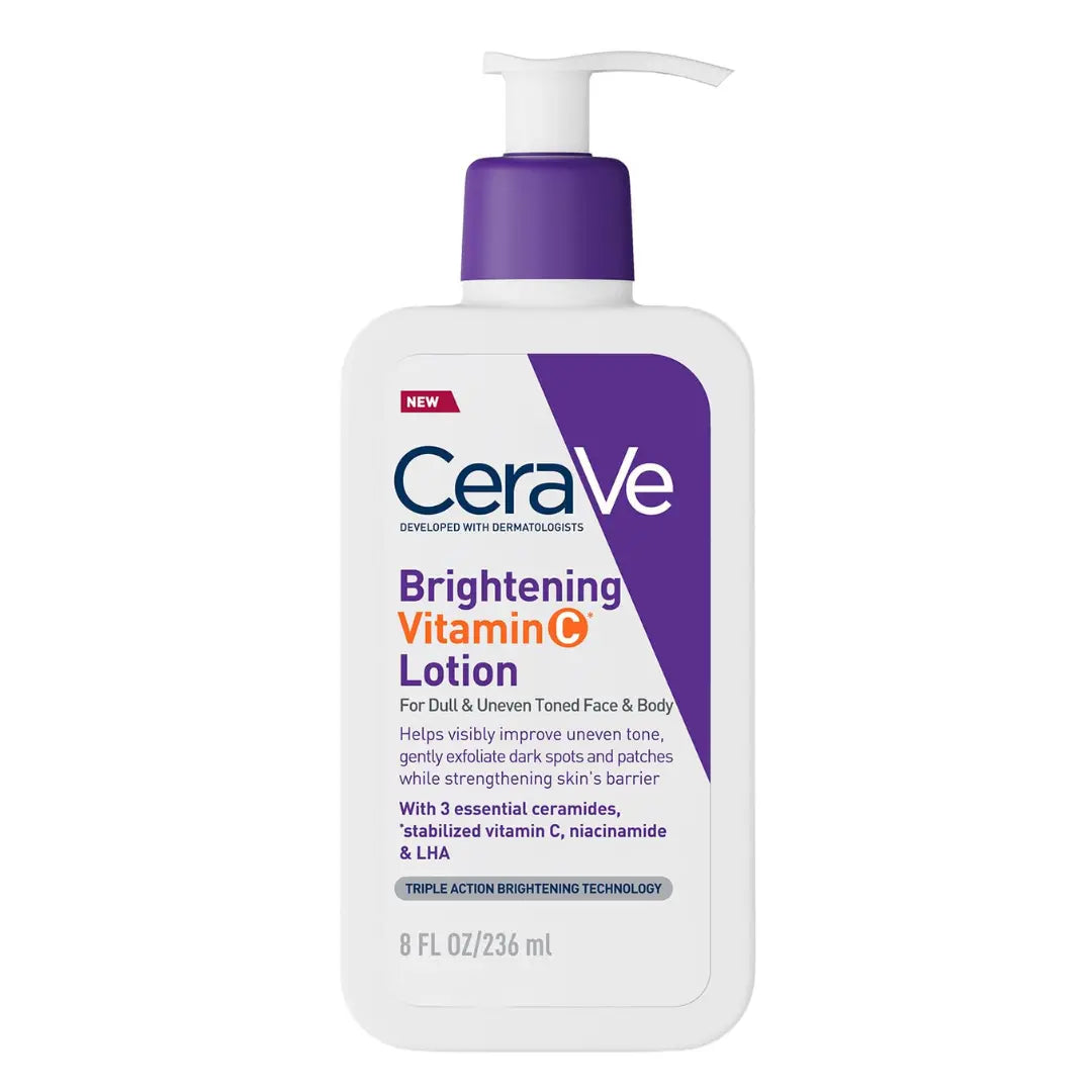 CeraVe Brightening Vitamin C Lotion For Dull Skin & Dark Spots| Dermatologist recommended with Niacinamide, Salicylic Acid for uneven and sensitive skin | For Face & Body | 236 ml