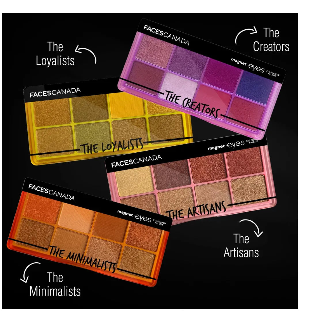 FACES CANADA Magneteyes 8 in 1 Eyeshadow Palette - The Minimalists, 6.4g | Shimmer & Matte Shades | Long Lasting & Intensely Pigmented | Buttery Soft Lightweight Texture | Smooth & Easily Blendable