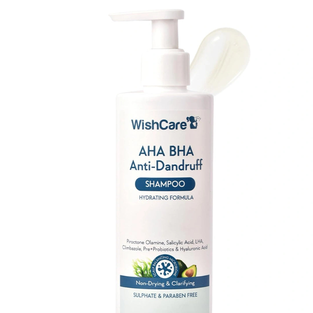 WishCare Hydrating Anti Dandruff Shampoo | 100% Dandruff Reduction | Removes Flakes & Hydrates Scalp | Proven Clinically | Piroctone Olamine, Salicylic Acid, AHA & BHA | Paraben & Sulphate Free | For Women And Men | 250ml
