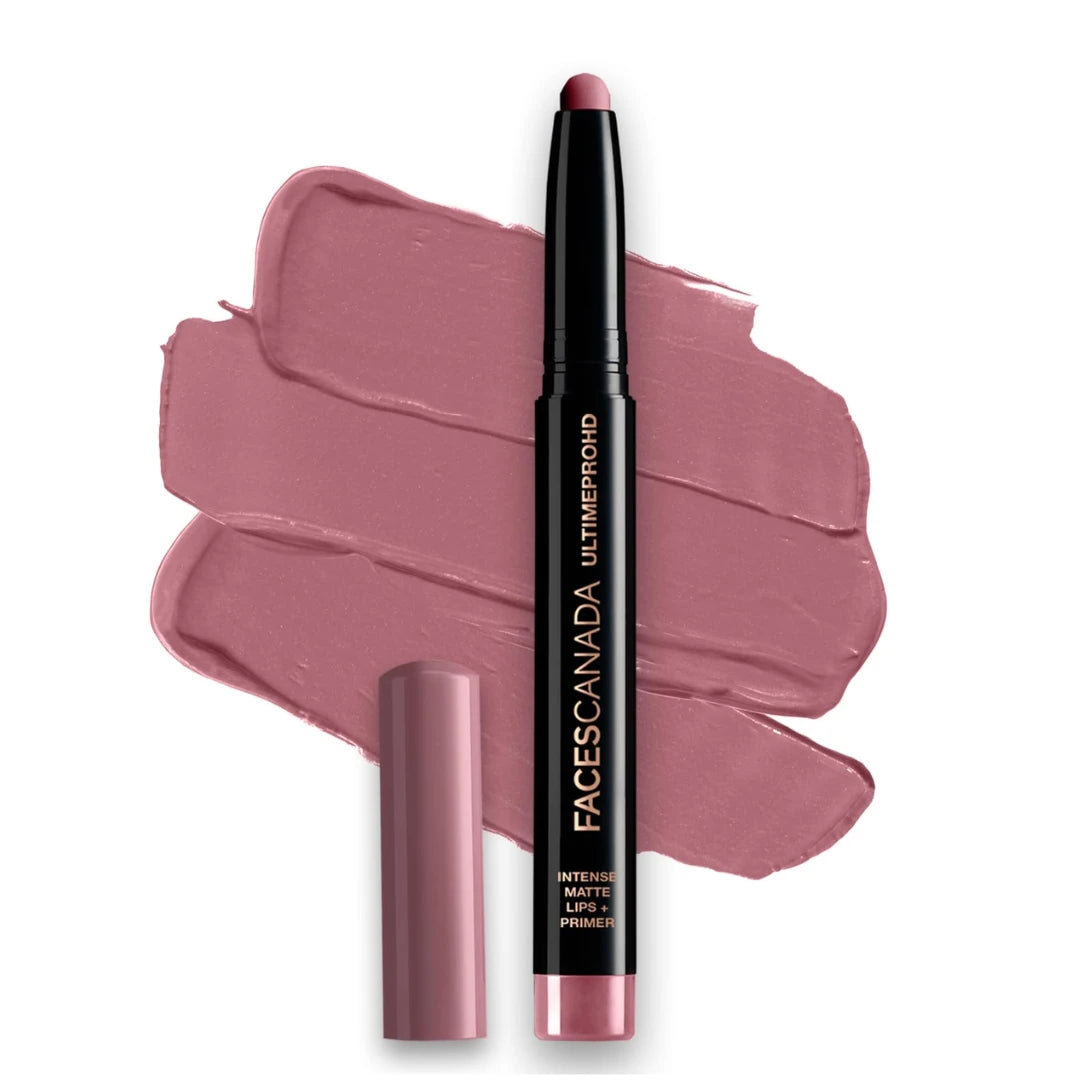 FACES CANADA Ultime Pro HD Intense Matte Lipstick + Primer - Tea Rose (Nude), 1.4g | 9HR Long Stay | Flawless HD Matte Finish | Intense Color | Lightweight | Smooth Glide | Primer Infused