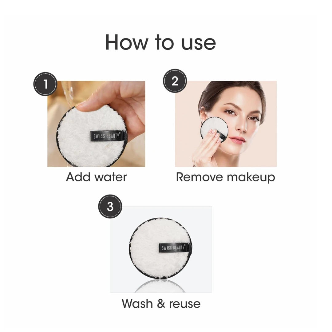 Swiss Beauty Soft & Gentle Cleansing Reusable Makeup Remover Pad| Easily Removes Stubborn Face & Eye Makeup | Pack of 1 | 8gm | Shade-2