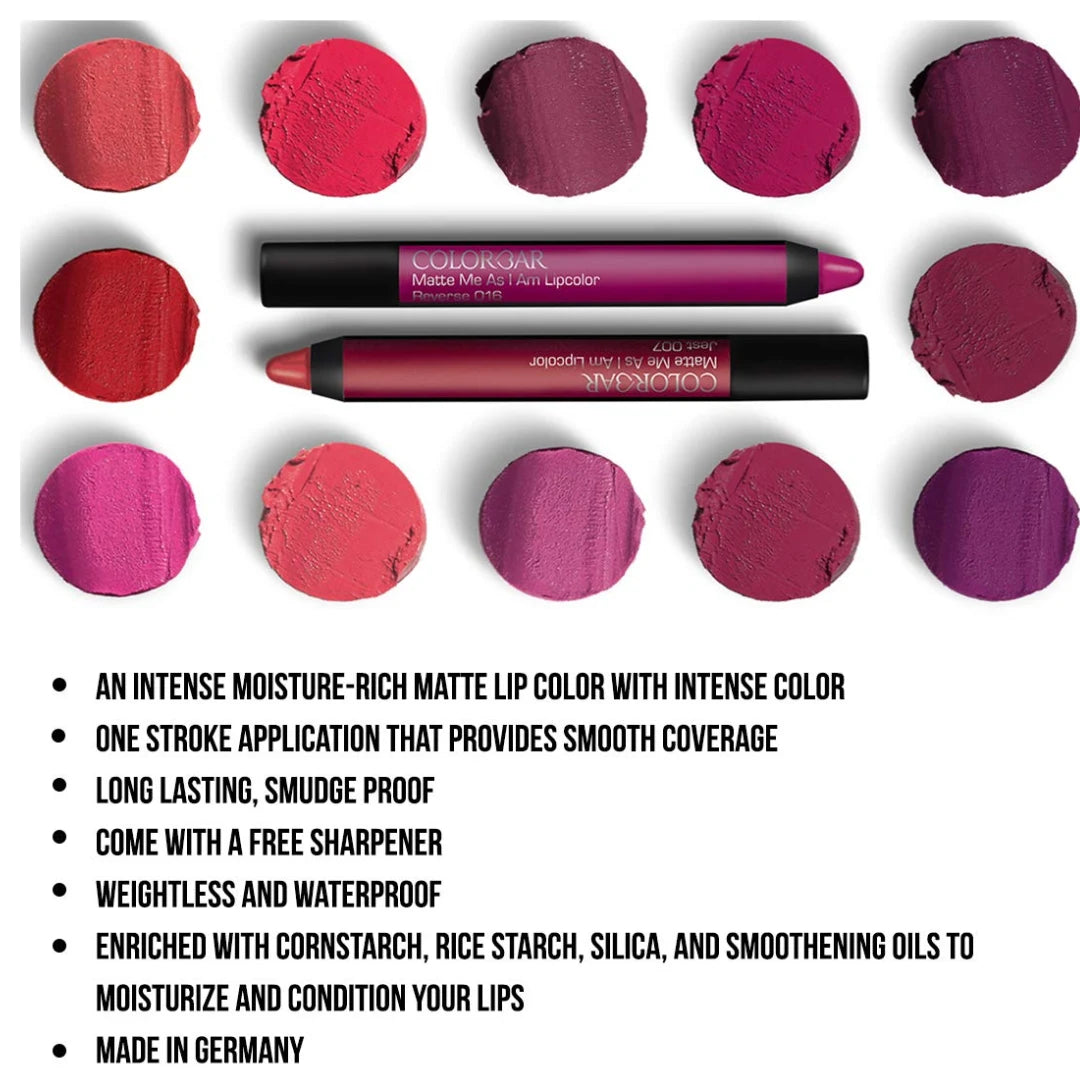 Colorbar Matte me as I am Lipcolor-trick003, 2.8 g | Moisturize and condition lips| Long Lasting| Waterproof and Smudge-proof