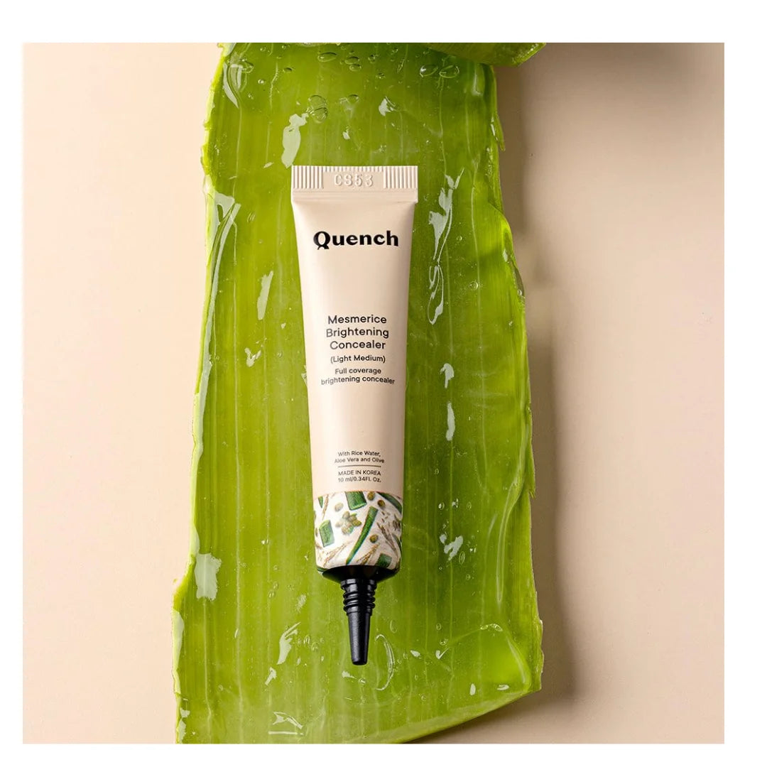 QUENCH BOTANICS Brightening Natural Cream Concealer With Rice Water & Aloe Vera All Skin| Conceals Dark Circles & Brightens Under Eyes | Made In Korea (Light Medium), 10Ml