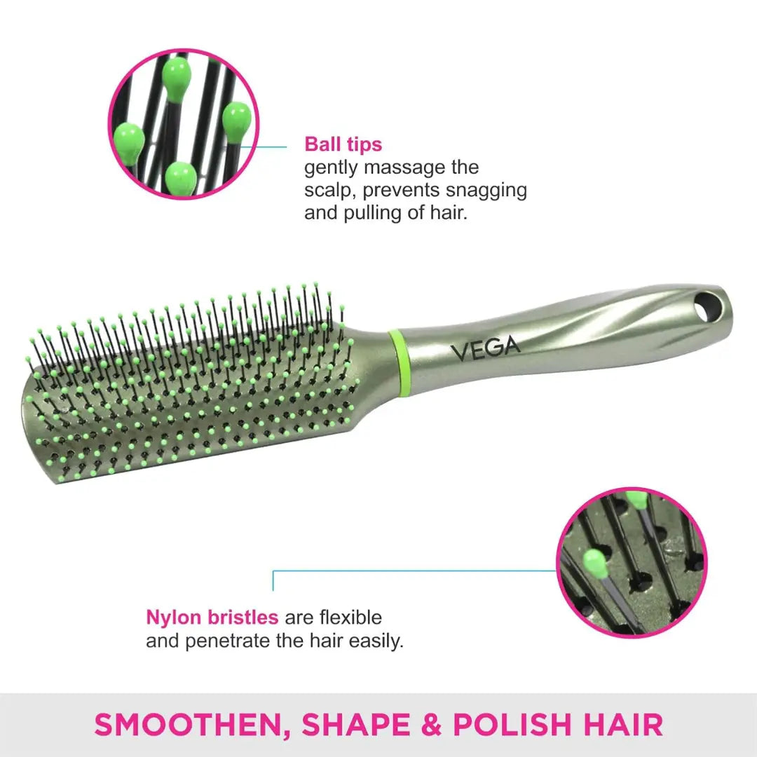 Vega Flat Hair Brush (India's No. 1* Hair Brush Brand) For Men & Women (R13-FB)