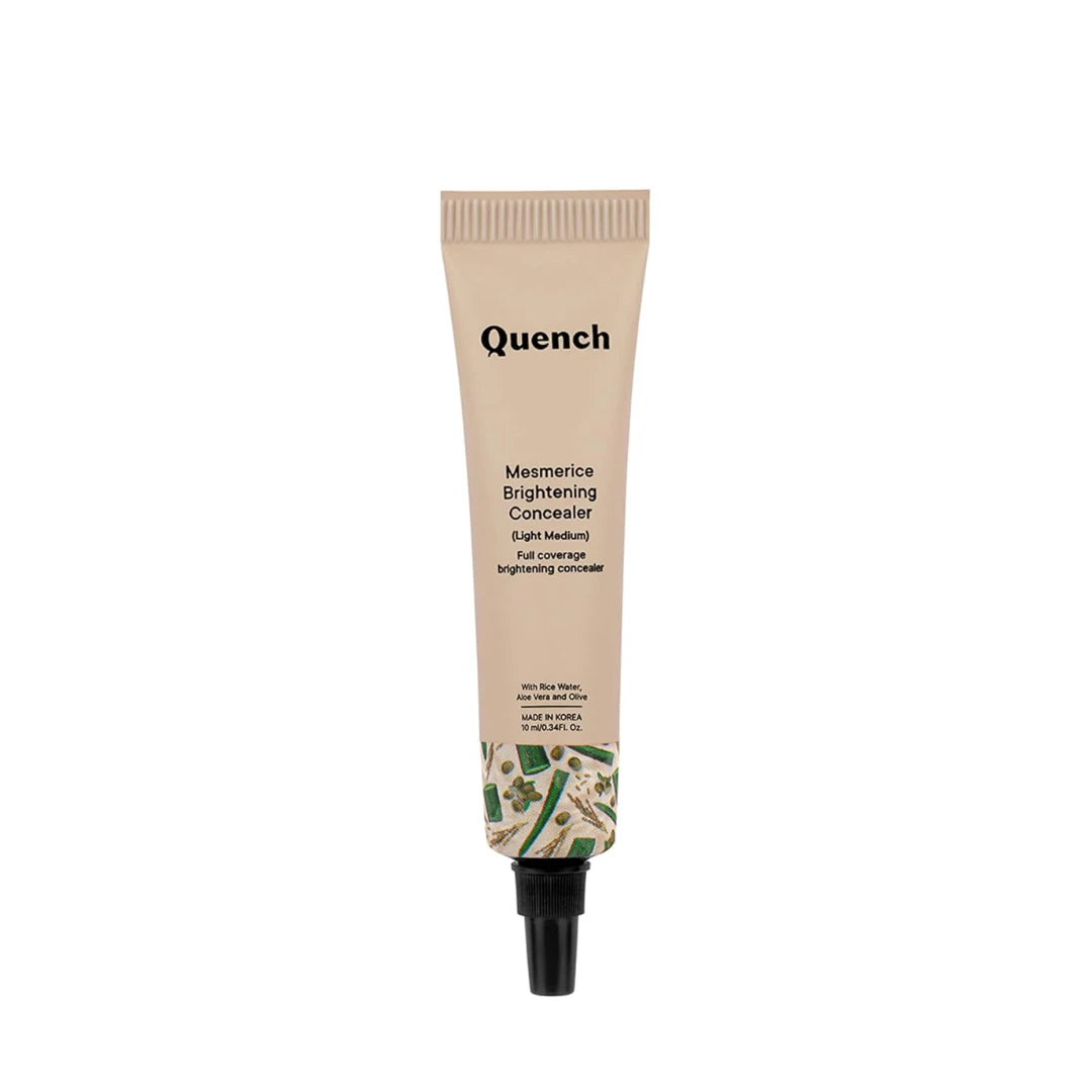 QUENCH BOTANICS Brightening Natural Cream Concealer With Rice Water & Aloe Vera All Skin| Conceals Dark Circles & Brightens Under Eyes | Made In Korea (Light Medium), 10Ml