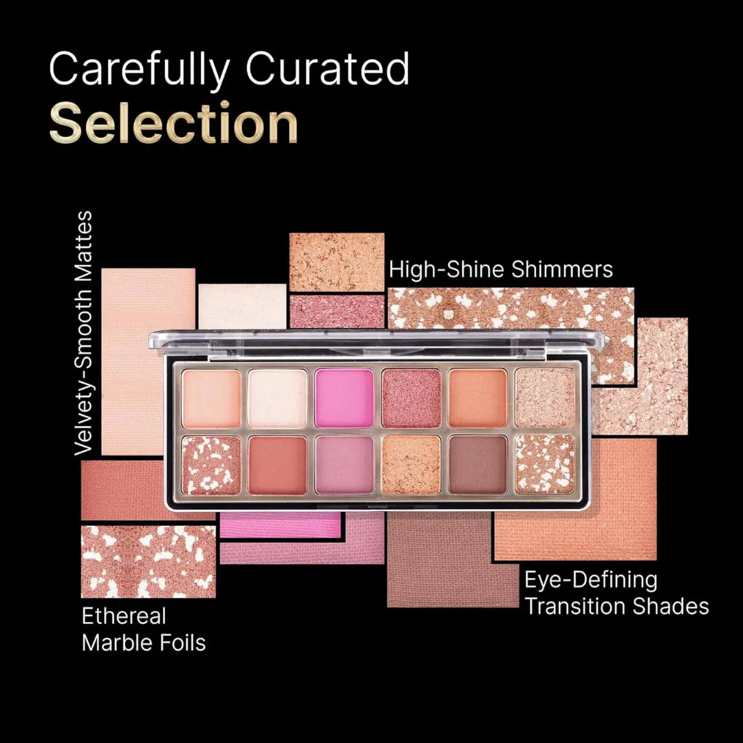 Swiss Beauty Select 12 shades Eyeshadow Palette | Mattes + Shimmers + Metallics, Slow Days | Shade - Slow Days, 10gm | 1 Count