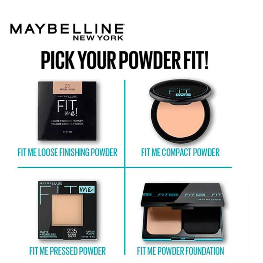 Maybelline New York Powder Foundation, Pressed Powder Compact, Mattifies Oily, Normal Skin, Incl. Mirror and Applicator, Fit Me, 235 Pure Beige, 8.5g