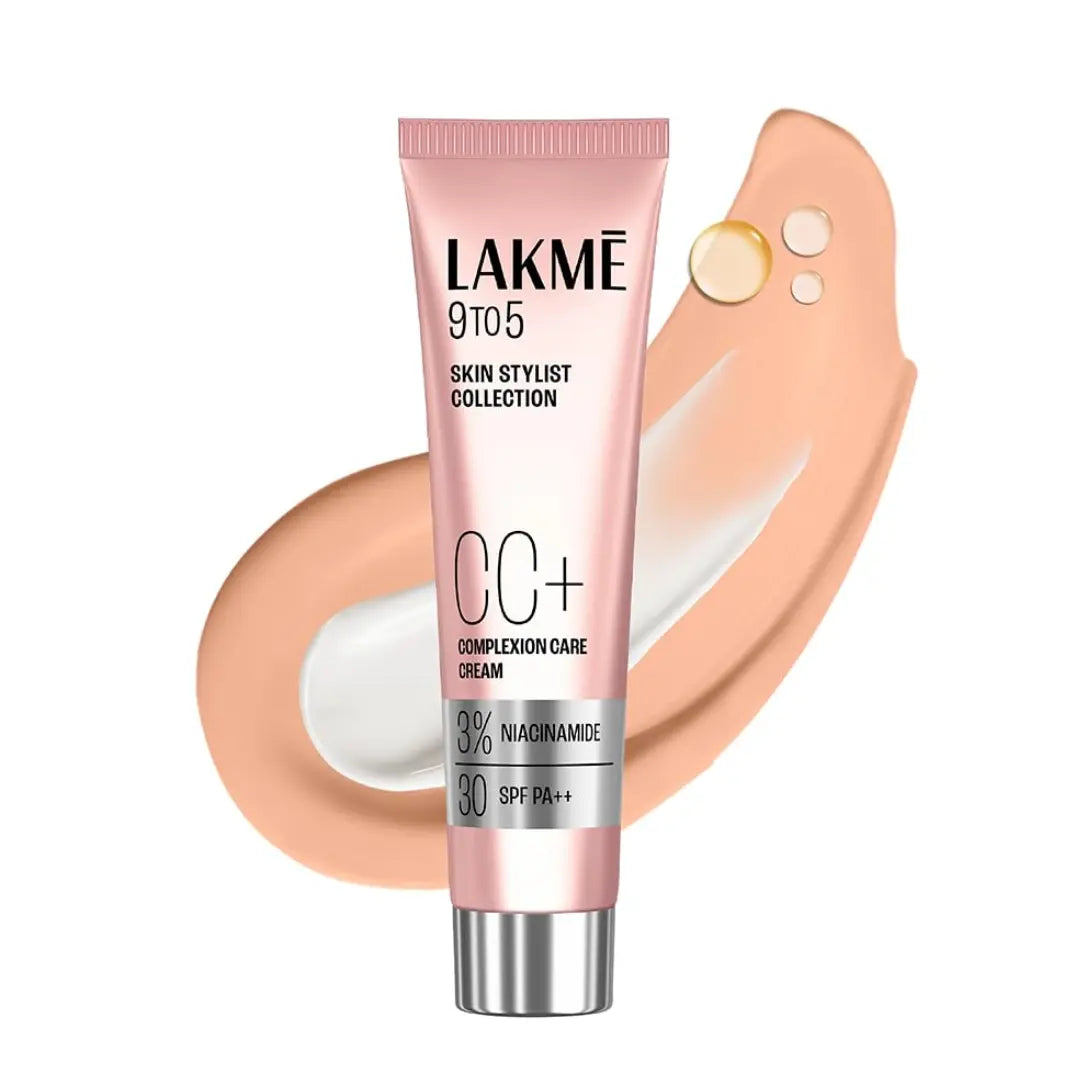Lakme 9 to 5 CC Cream Beige with 3% Niacinamide Complex SPF30 PA++ | 90% lightweight moisturizing cream for Care & 10% Foundation for Care |Conceals Dark Spots| Brightens Skin |30 g