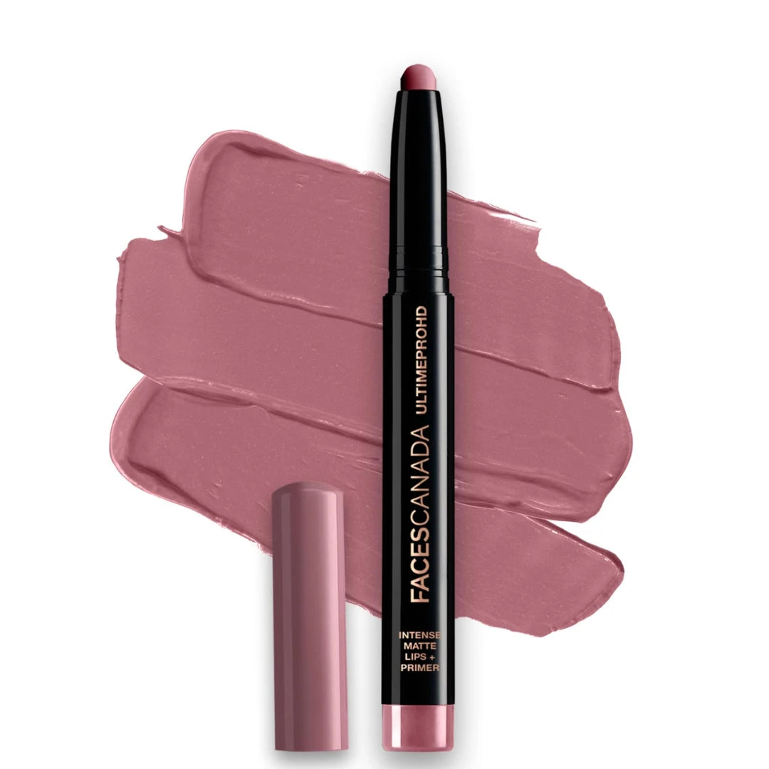 FACES CANADA Ultime Pro HD Intense Matte Lipstick + Primer - Tea Rose (Nude), 1.4g | 9HR Long Stay | Flawless HD Matte Finish | Intense Color | Lightweight | Smooth Glide | Primer Infused