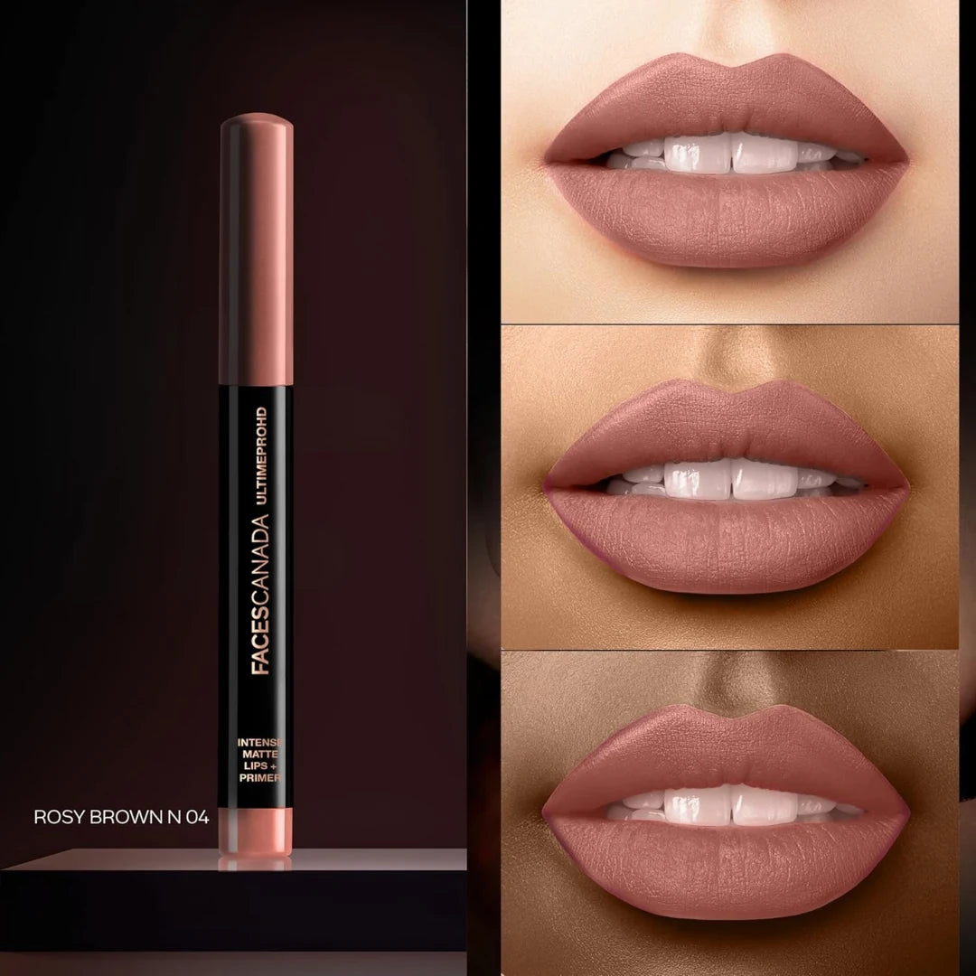 FACES CANADA Ultime Pro HD Intense Matte Lips + Primer | 9HR Long Stay | Primer Infused For Flawless HD Matte Finish | Intense Color Lightweight Silky Smooth Cream Application