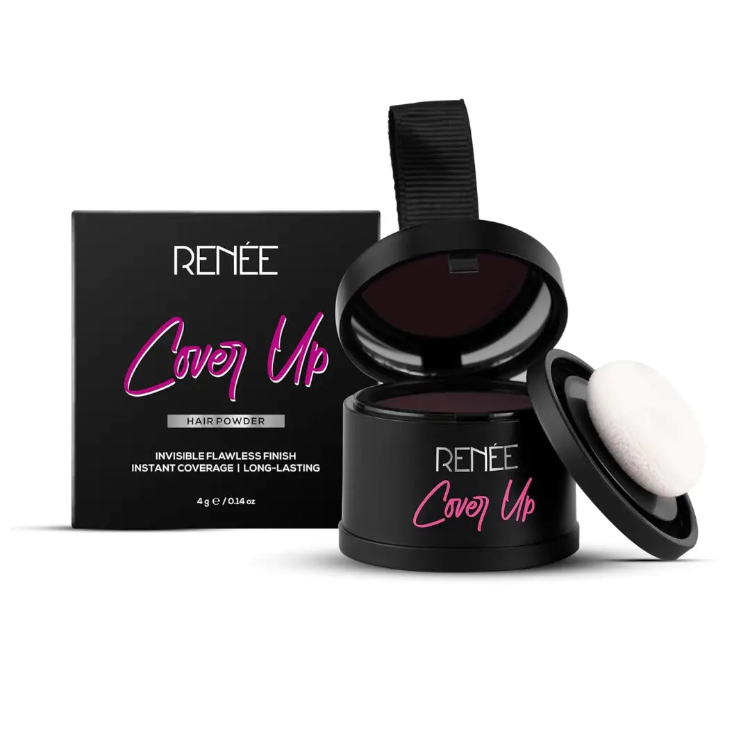 RENEE Cover-Up Hair Powder - Black | Covers Grey Roots & Bald Spots Instantly | Highly Pigmented, Fuller & Denser Look  4gm