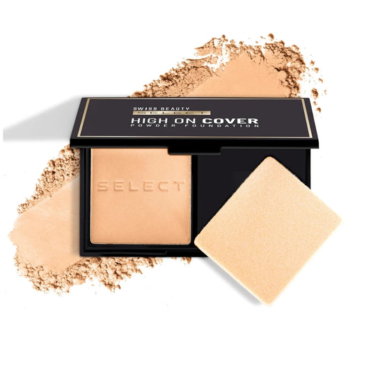 SWISS BEAUTY Matte All Select High On Cover Powder Foundation With Sponge | Waterproof & Oil Controlling | 16-Hour Wear | Shade 06 Warm Honey, 5.5G