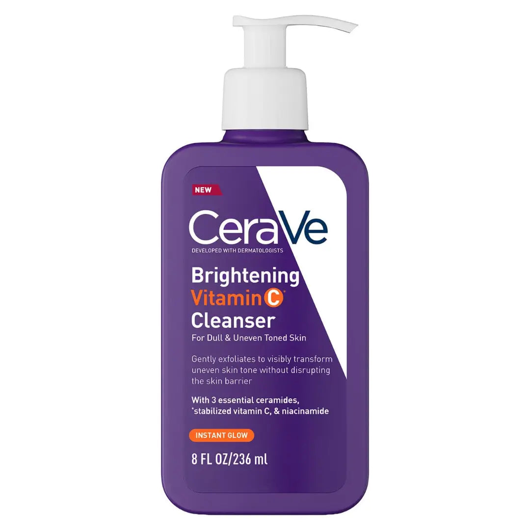 CeraVe Brightening Vitamin C Face Wash For Dull Skin & Dark Spots | Dermatologist Recommended Cleanser with Niacinamide & Ceramides for Uneven Skin Tone | Non-irritating, Fragrance-free, 236 ml