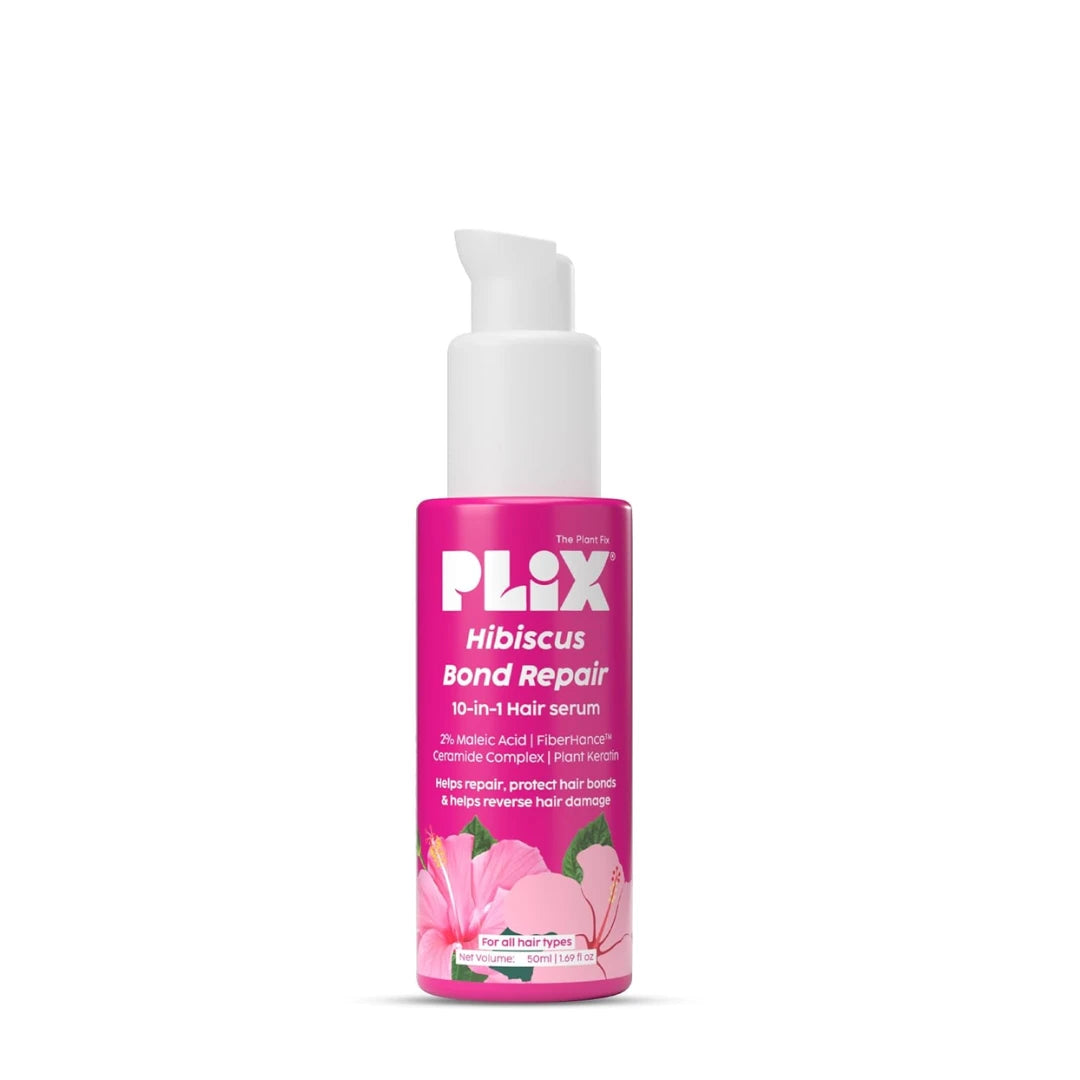 PLIX - THE PLANT FIX Hibiscus Bond Repair 10-in-1 Hair Serum | FiberHance™ | Repairs Damage Hair | Strengthens Keratin Structure | Provides 3X strengthening | 50ml