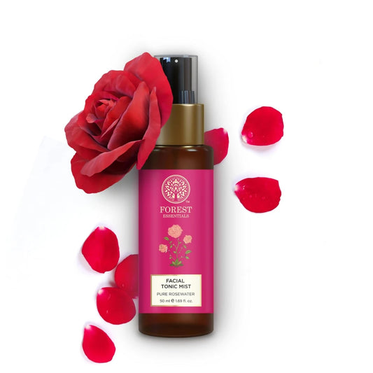 Forest Essentials Facial Tonic Mist with Pure Rosewater | Hydrating Daily Alchohol Free Toner For Glowing Skin| Hydrates Plumps & Minimises Open Pores for Glowing Skin, 50ml