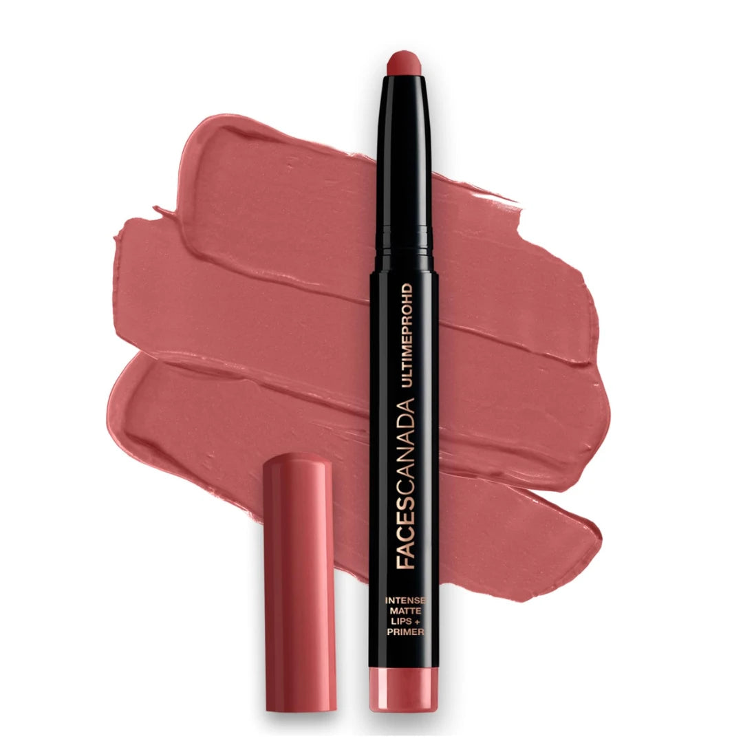 FACES CANADA Ultime Pro HD Intense Matte Lipstick + Primer - Tea Rose (Nude), 1.4g | 9HR Long Stay | Flawless HD Matte Finish | Intense Color | Lightweight | Smooth Glide | Primer Infused