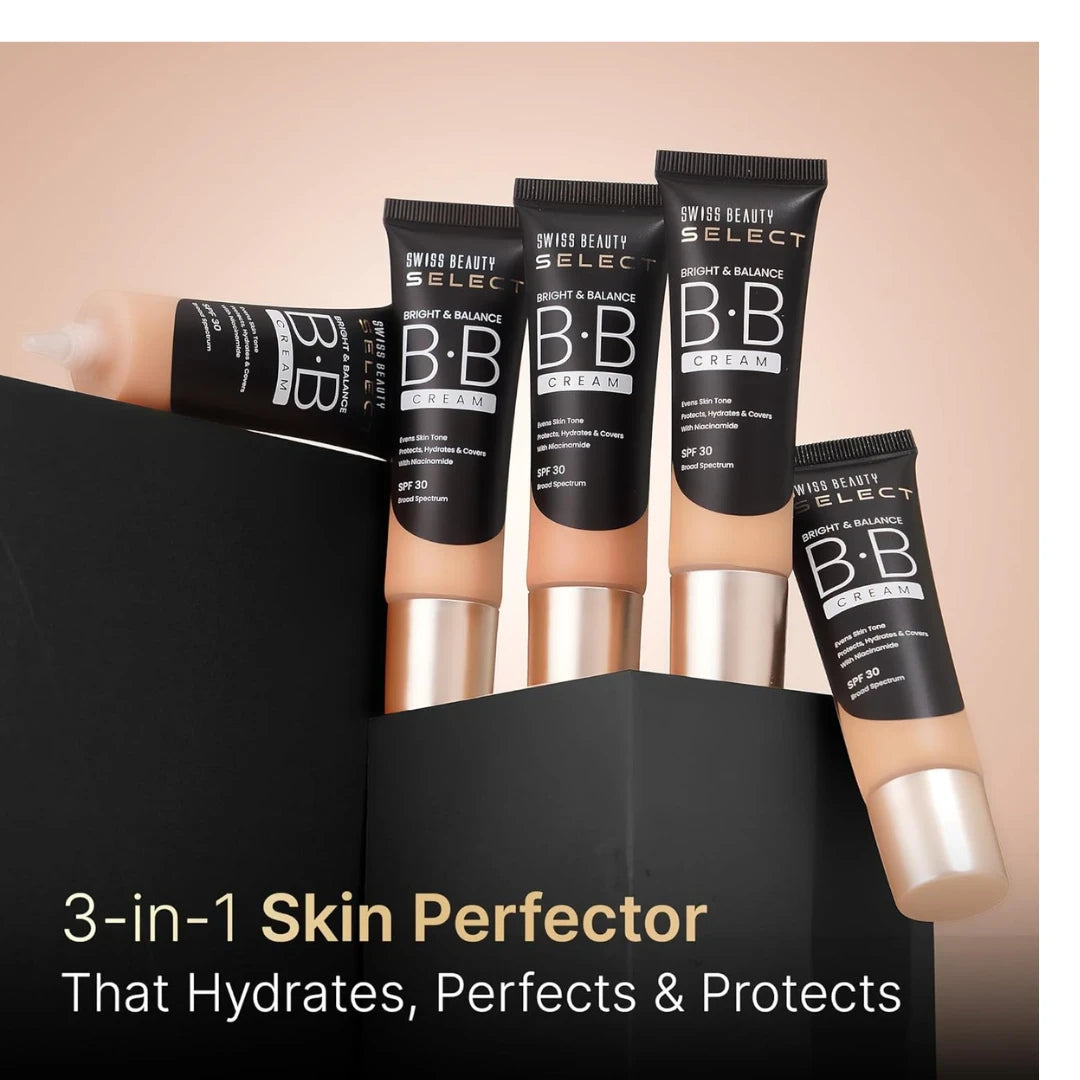 SWISS BEAUTY Select Bright&Balance Multifunctional Luminous Medium Coverage Bb Cream With Spf 30 Protects, Hydrates And Covers Infused With Niacinamide, Wheat Germ Oil Shade-That's Fair, 30G|1 Count