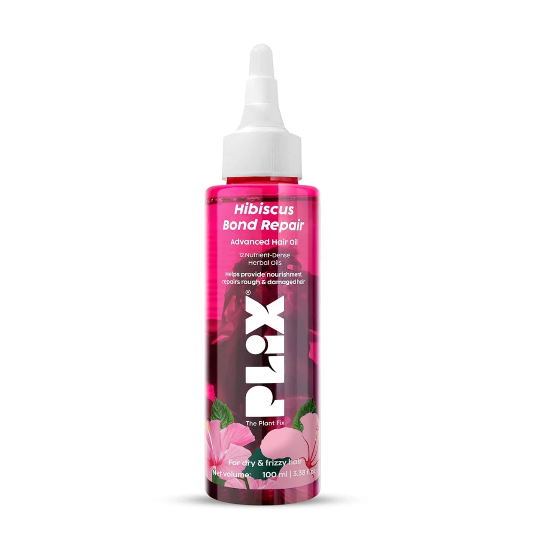 PLIX - THE PLANT FIX Hibiscus Bond Repair Advanced Hair Oil for Damaged Hair - 100ml | Repairs Damaged Hair Due To Heat Styling | Restores Strength & Reduces Breakage