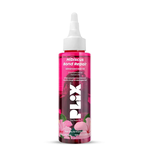 PLIX - THE PLANT FIX Hibiscus Bond Repair Advanced Hair Oil for Damaged Hair - 100ml | Repairs Damaged Hair Due To Heat Styling | Restores Strength & Reduces Breakage