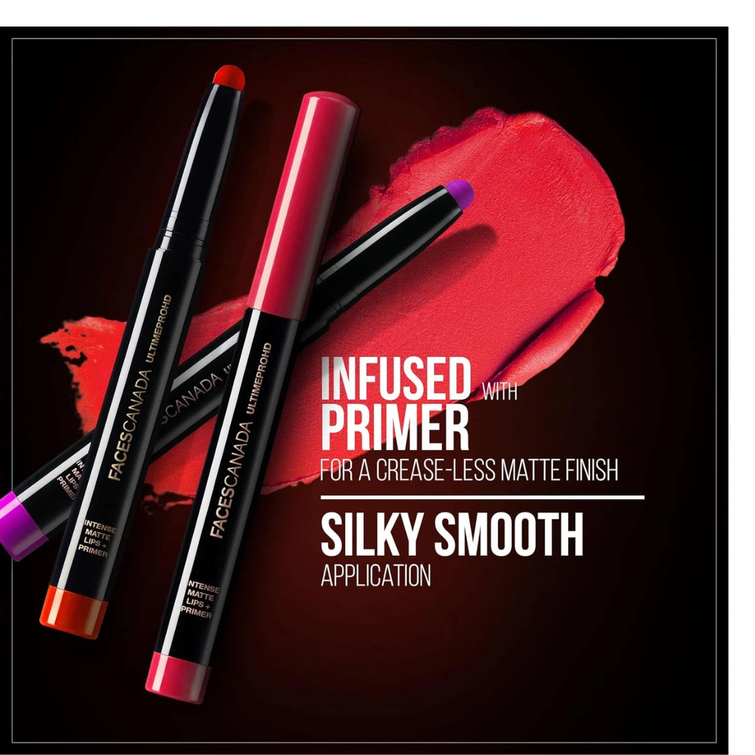 FACES CANADA Ultime Pro HD Intense Matte Lipstick + Primer - Tea Rose (Nude), 1.4g | 9HR Long Stay | Flawless HD Matte Finish | Intense Color | Lightweight | Smooth Glide | Primer Infused