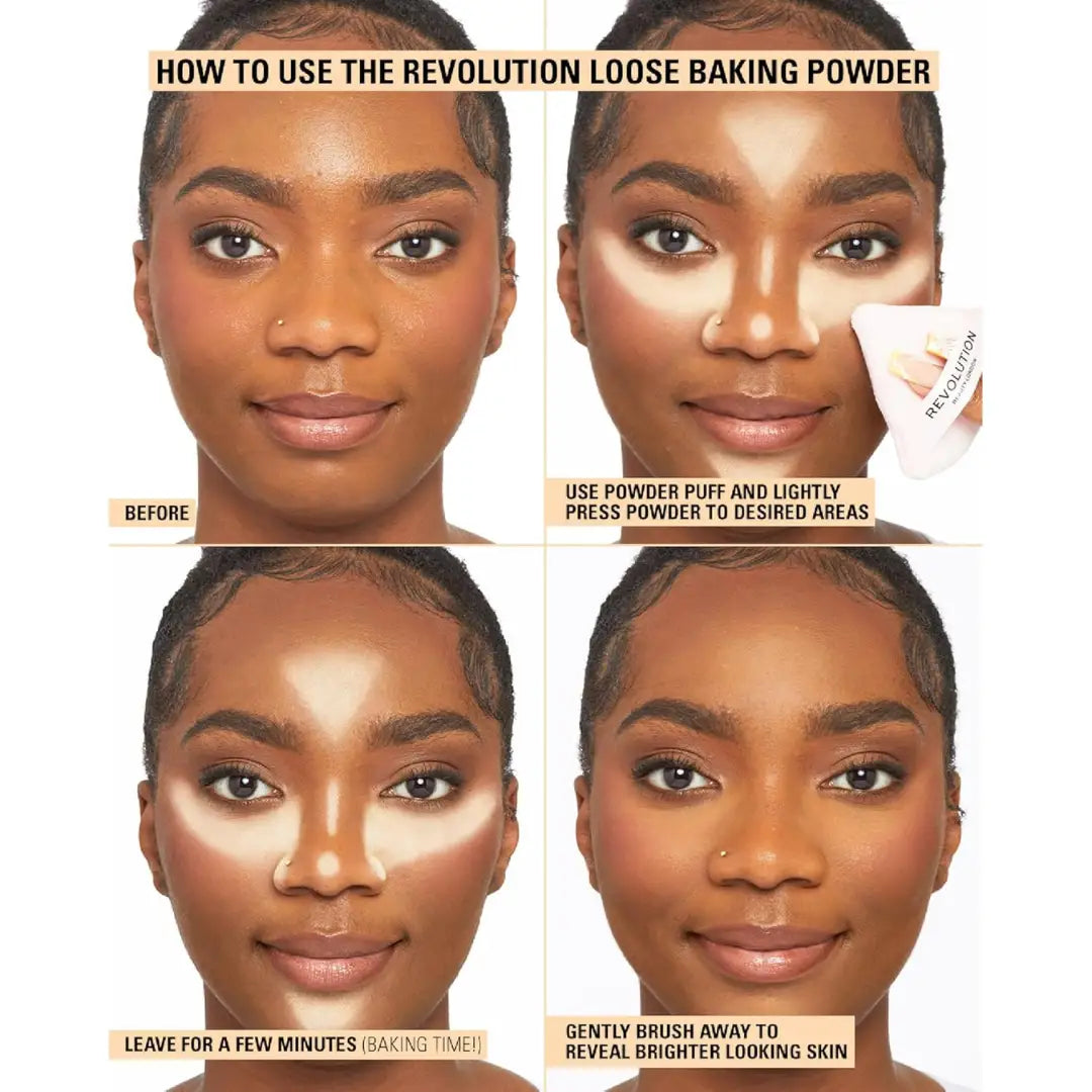 Makeup Revolution Loose Baking Powder Translucent | Universal Brightening Setting Powder for All Skin Tones | Oil-Control Matte Finish | Crease-Free Long-Lasting Makeup Fixer | 10g