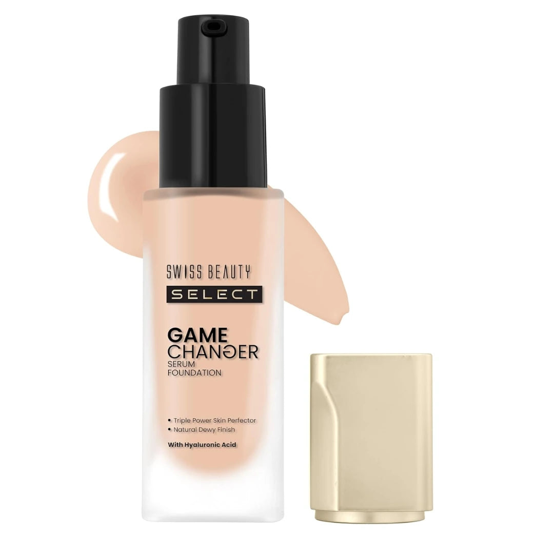 Swiss Beauty Select Game Changer Serum Lightweight Foundation | With Natural and Dewy finish | Shade- Creamy Vanilla, 30gm |