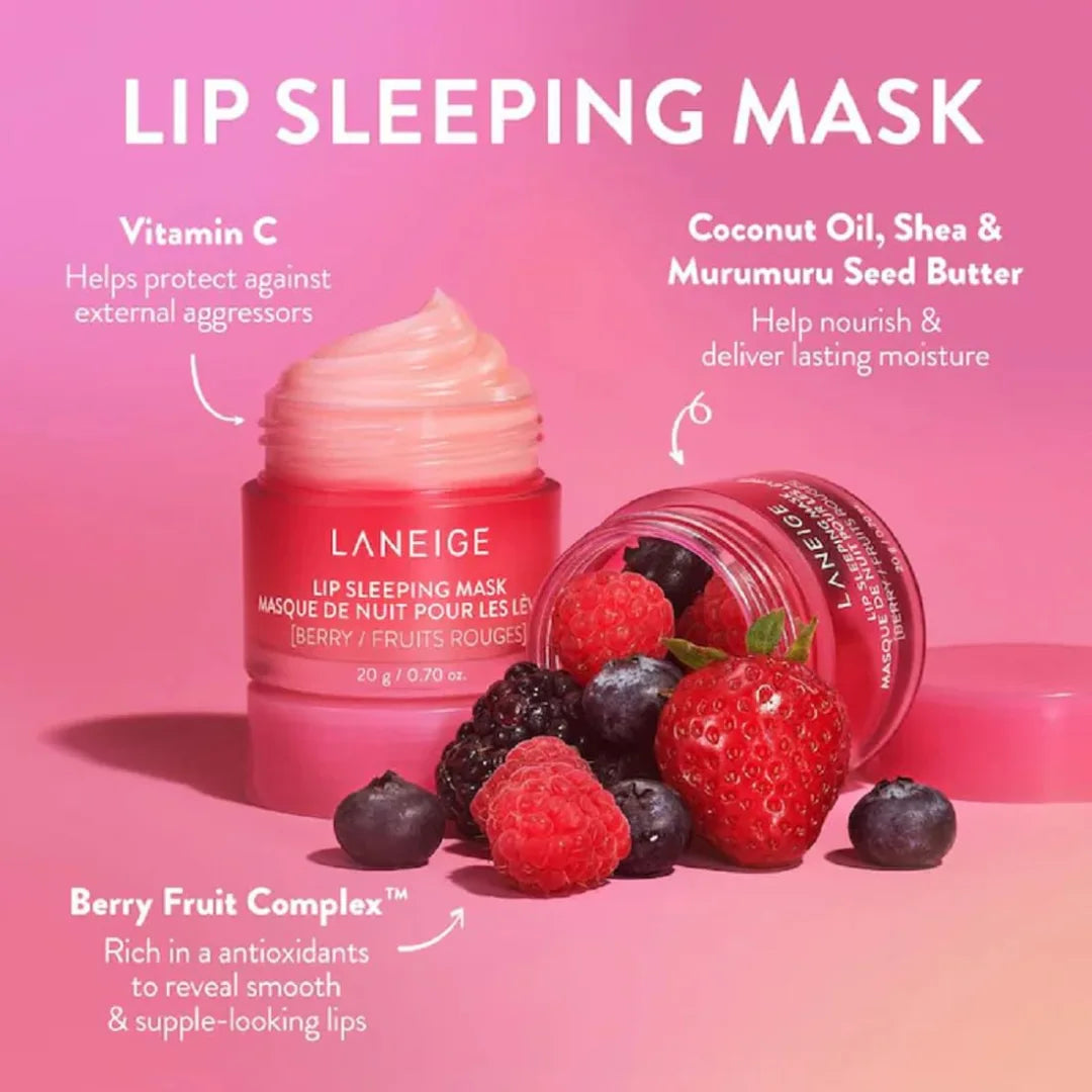 Laneige Lip Sleeping Mask | Moisturizing Lip Treatment with Vitamin C + Shea Butter for Soft Hydrated Lips | Overnight Repair | Lip Balm For Dry Chapped Lips| Lasting Hydration