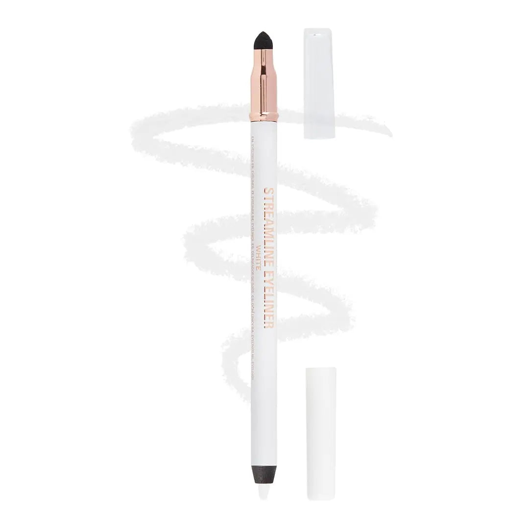 Revolution London Streamline Waterline Eyeliner Pencil White| Ultra Creamy & Pigmented Texture | Smooth & Buttery Application | Built-in Smudger for Smokey Looks | Waterproof, Long Lasting All Day Wear | 1.3g.