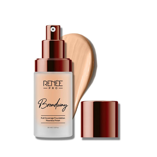 RENEE PRO Broadway Liquid Foundation - Eden, Full Coverage, Lightweight, Long-Lasting, And Highly Buildable. Delivers Velvety Matte Finish, Infused with Spf 15 & Argan Oil for Nourishment - 30ml