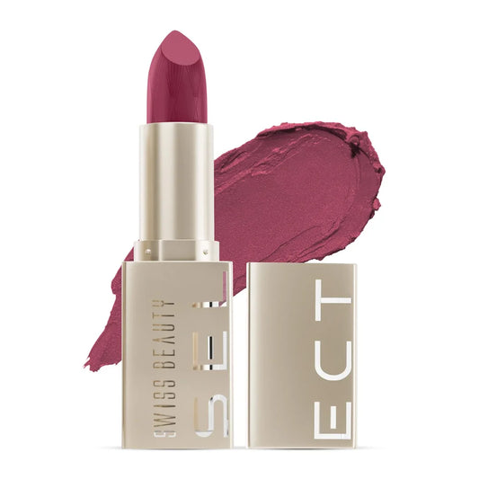 Swiss Beauty Select Crème Touch Hydrating Lipstick | With Vitamin E and Tea Tree Oil | High -shine finish | shade- Indeed Berry, 3g |