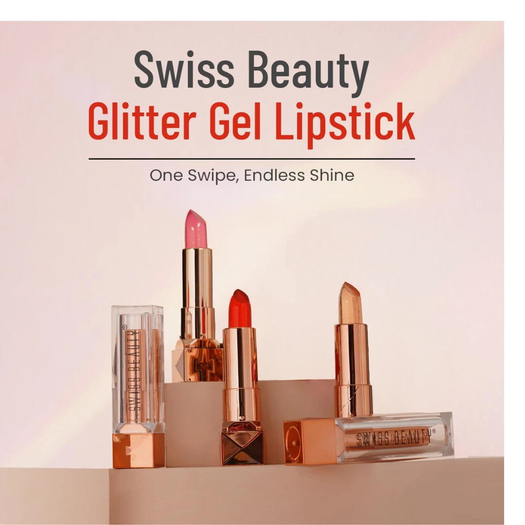 Swiss Beauty Glitter Color Change Gel Lipstick | Moisturising | Glossy Finish | Gives a Natural Colour | Lightweight | Shade-01, 3.6gm
