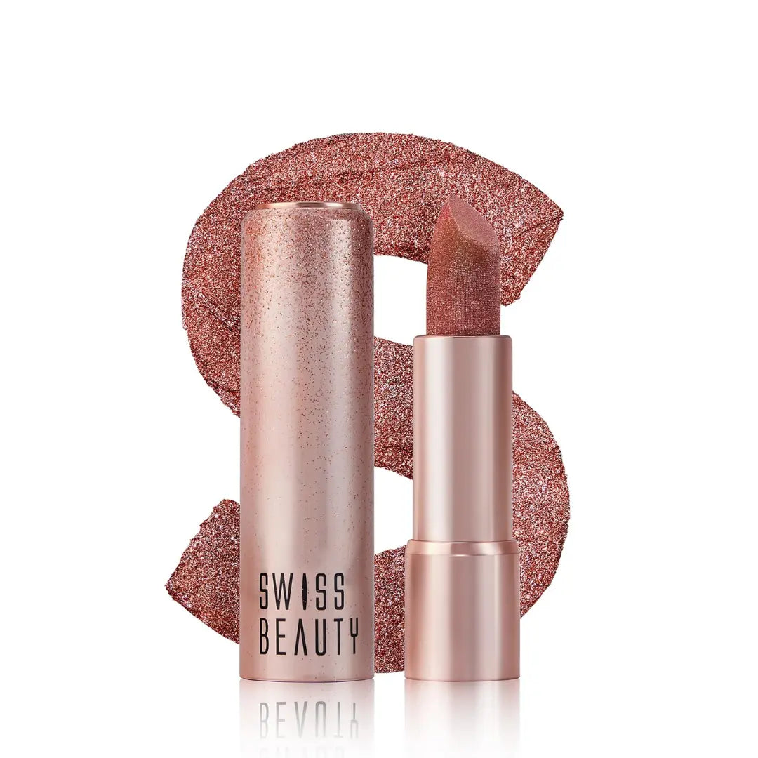 Swiss Beauty More Than Glitter Lipstick | Glittery Finish | Nourishing | With Vitamin C | One Swipe Smooth Glide |