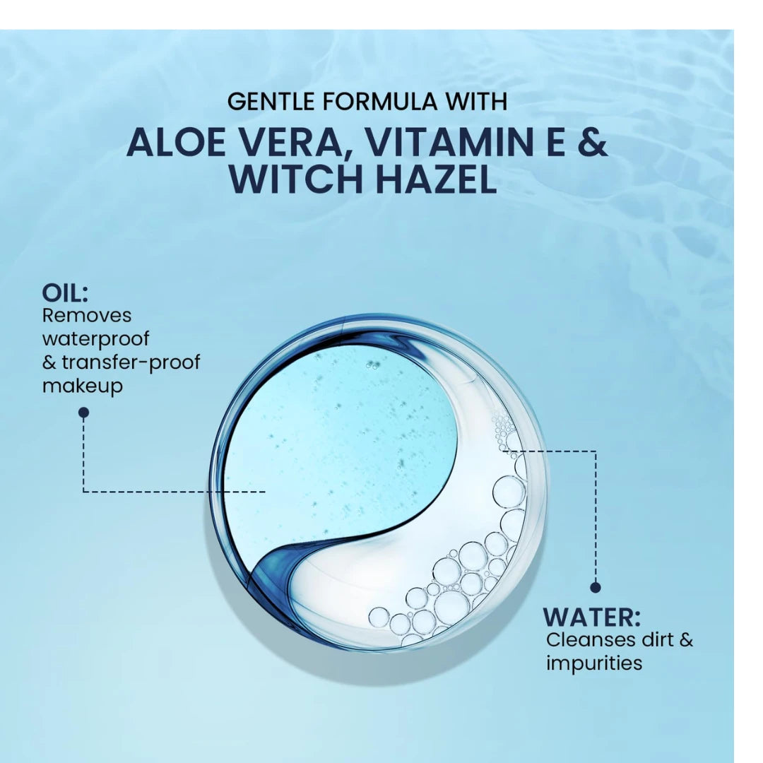 Swiss Beauty Bi-Phased Micellar Face Cleansing Water | Removes dirt, impurities and waterproof makeup | With Aloe vera and Witch Hazel | 100 ml