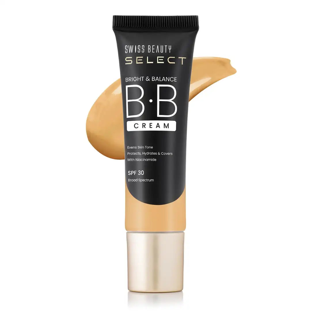 SWISS BEAUTY Select Bright&Balance Multifunctional Luminous Medium Coverage Bb Cream With Spf 30 Protects, Hydrates And Covers Infused With Niacinamide, Wheat Germ Oil Shade-That's Fair, 30G|1 Count