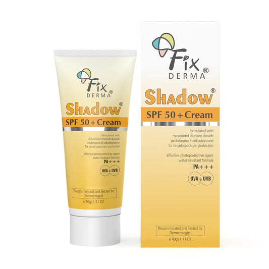 Fixderma Shadow  SPF 50+Cream | Sunscreen for Dry Skin | No White Cast | UVA & UVB Protection | For Women & Men | Non Greasy & Water Resistant - 40 gm