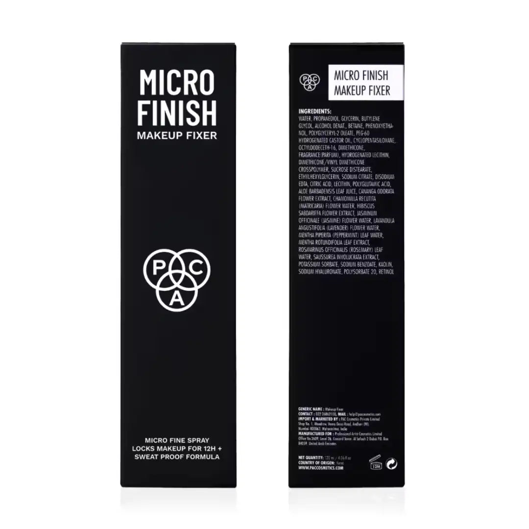 PAC Micro Finish Makeup Fixer Spray - Quick Drying Microfine Mist, Longlasting Sweatproof Formula