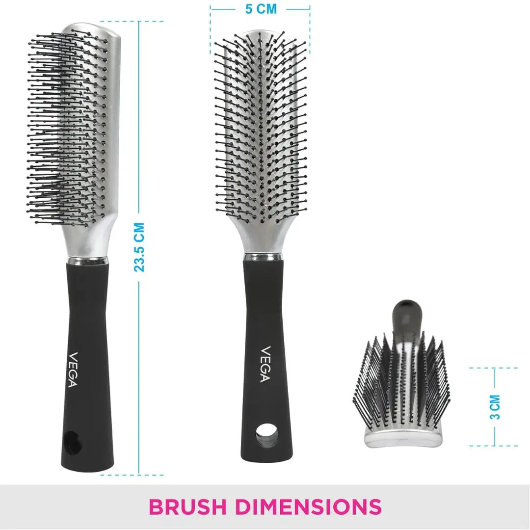 Vega Flat Brush with Black Colored Handle and Golden Colored Brush Head