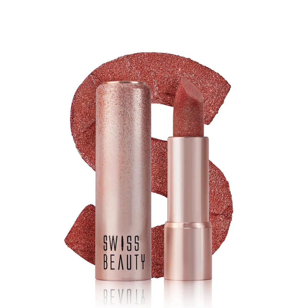 Swiss Beauty More Than Glitter Lipstick | Glittery Finish | Nourishing | With Vitamin C | One Swipe Smooth Glide |