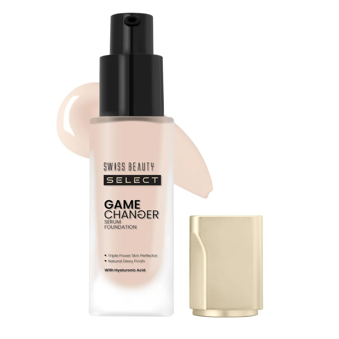 Swiss Beauty Select Game Changer Serum Lightweight Foundation | With Natural and Dewy finish | Shade- Creamy Vanilla, 30gm |