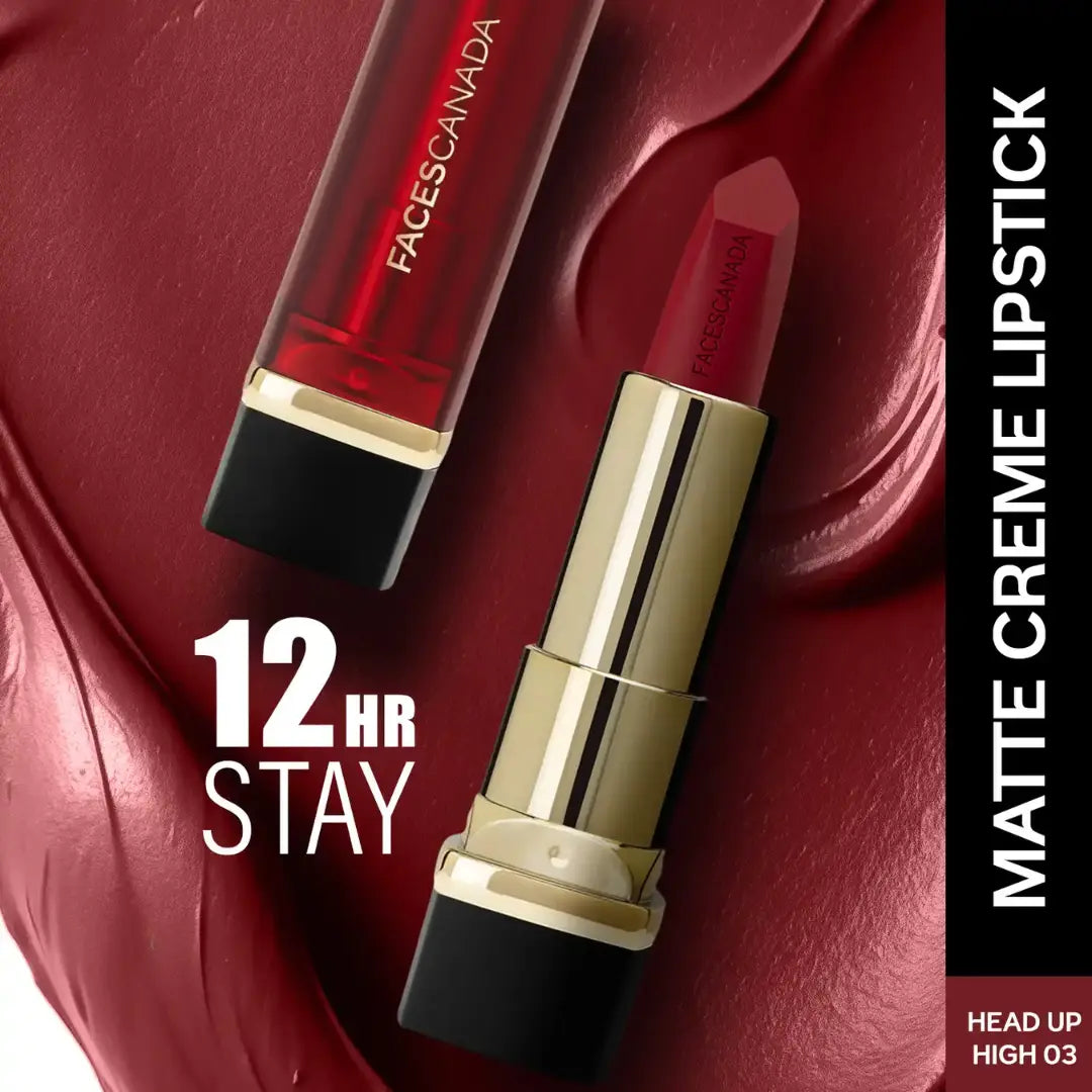 FACESCANADA Comfy Matte Creme Lipstick , 4.2G | Long Stay | Creamy Matte Finish | Intense Color | Super Hydrating & Nourishing | Single Stroke Smooth Application