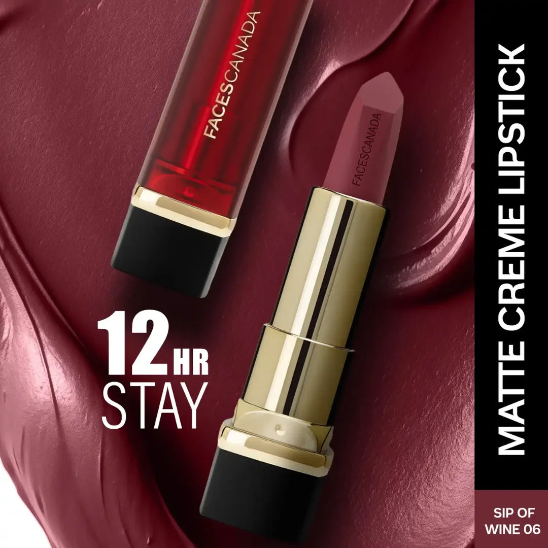 FACESCANADA Comfy Matte Creme Lipstick , 4.2G | Long Stay | Creamy Matte Finish | Intense Color | Super Hydrating & Nourishing | Single Stroke Smooth Application