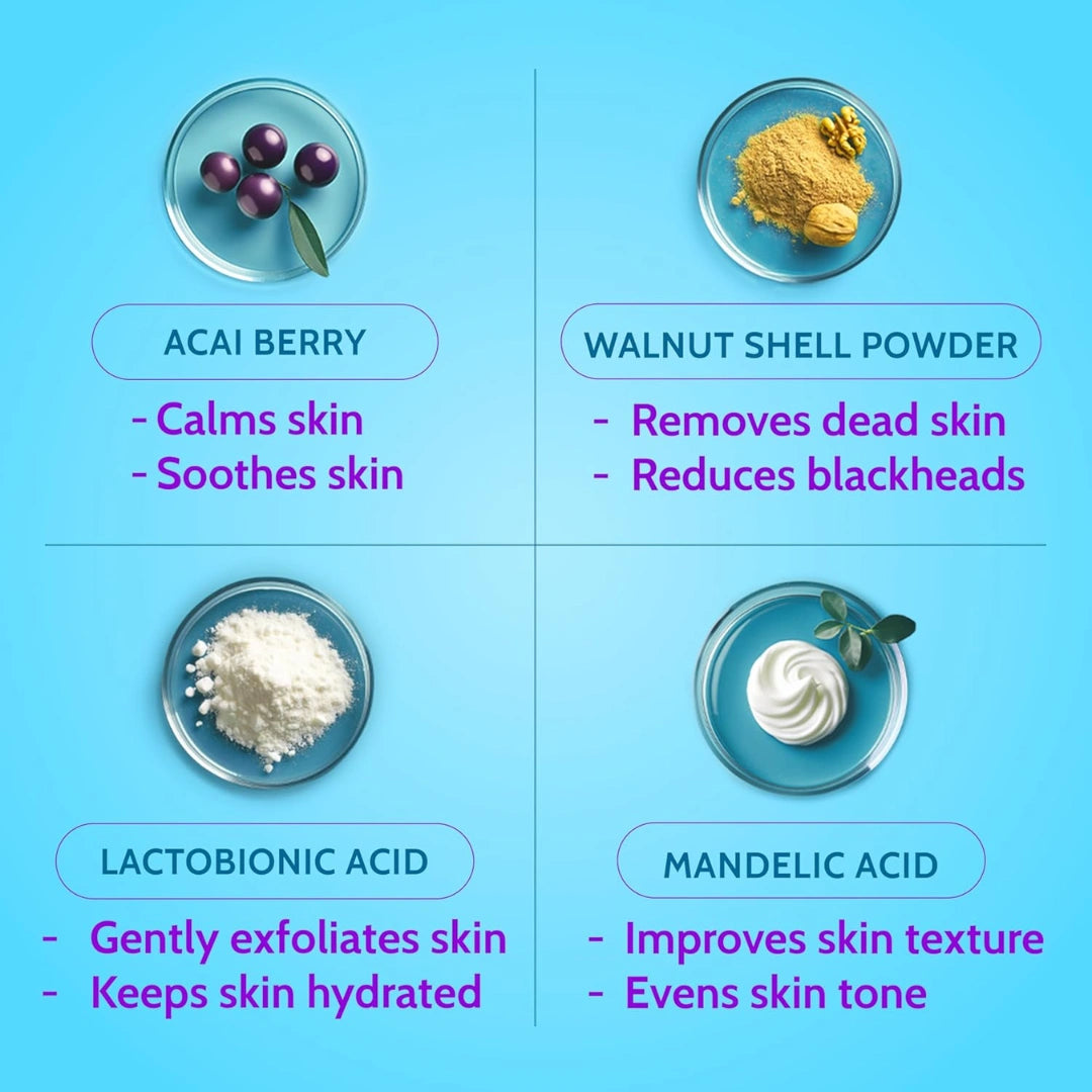 Chemist At Play Gentle Exfoliating Face Scrub with Mandelic Acid & Walnuts | Removes Dead Skin & Blackheads | Detans |Gives Instant Glow| Face Scrub for Women & Men | 100ml